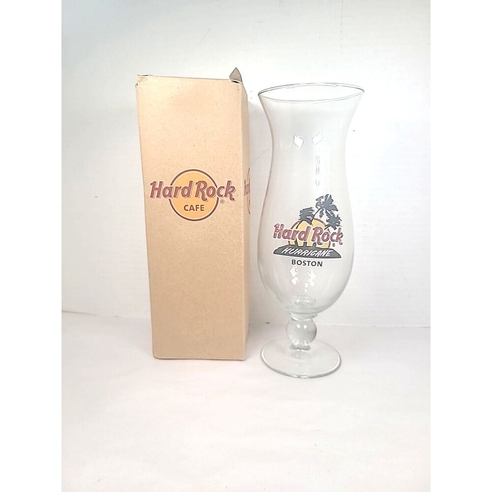 Hard Rock Cafe Boston Hurricane Glass Barware Advertising Glass Original box